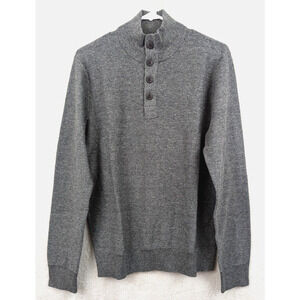 Red Ale by Alesbury sz S Mock Neck Henley Knit Sweater gray ls 0410